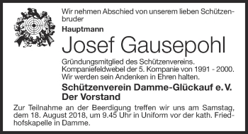 Anzeige von Josef Gausepohl von OM-Medien