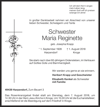 Anzeige von Josepha Krapp von OM-Medien