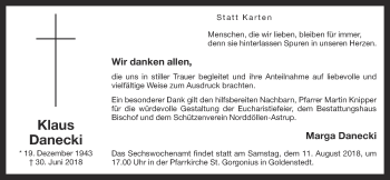 Anzeige von Klaus Danecki von OM-Medien