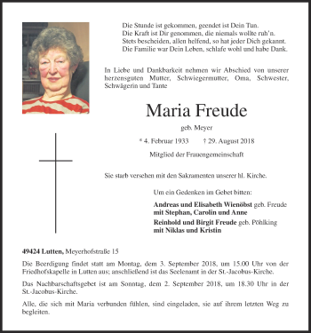 Anzeige von Maria Freude von OM-Medien