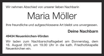 Anzeige von Maria Möller von OM-Medien