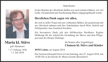 Anzeige von Maria  kl. Stüve von OM-Medien