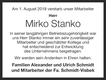 Anzeige von Mirko Stanko von OM-Medien