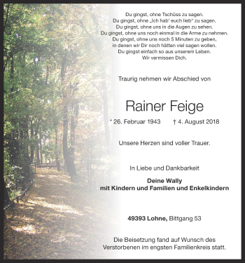 Anzeige von Rainer Feige von OM-Medien