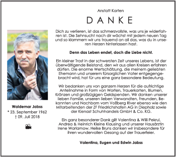 Anzeige von Waldemar Jabss von OM-Medien