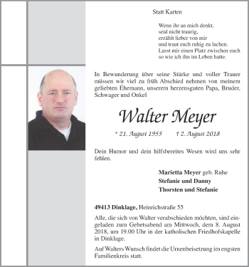 Anzeige von Walter Meyer von OM-Medien