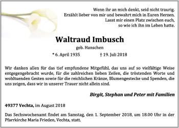 Anzeige von Waltraud Imbusch von OM-Medien