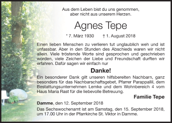 Anzeige von Agnes Tepe von OM-Medien