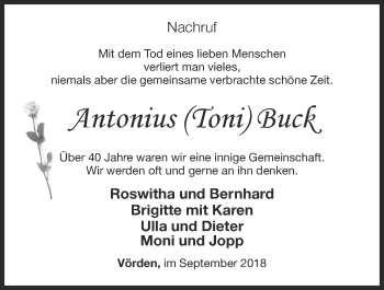 Anzeige von Antonius Buck von OM-Medien