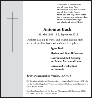 Anzeige von Antonius Buck von OM-Medien