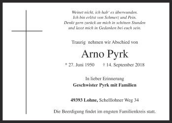 Anzeige von Arno Pyrk von OM-Medien