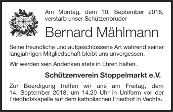 Anzeige von Bernard Mählmann von OM-Medien