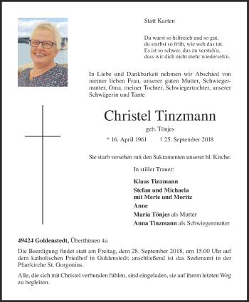 Anzeige von Christel Tinzmann von OM-Medien