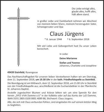 Anzeige von Claus Jürgens von OM-Medien