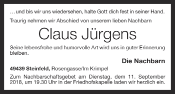 Anzeige von Claus Jürgens von OM-Medien