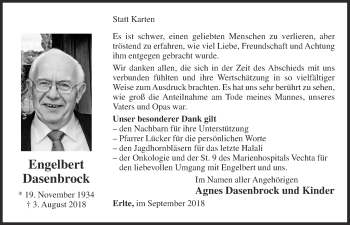 Anzeige von Engelbert Dasenbrock von OM-Medien