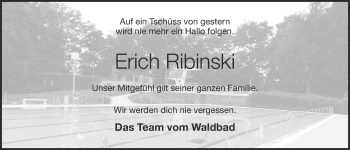 Anzeige von Erich Ribinski von OM-Medien