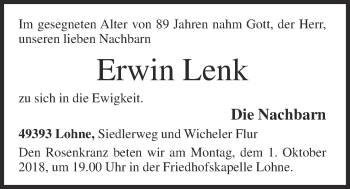 Anzeige von Erwin Lenk von OM-Medien