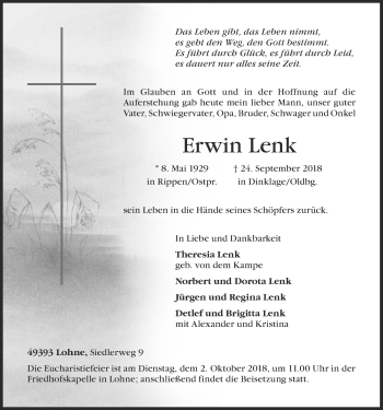 Anzeige von Erwin Lenk von OM-Medien