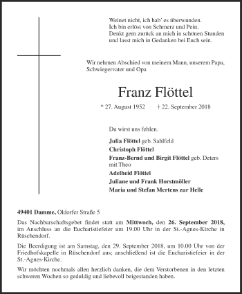 Anzeige von Franz Flöttel von OM-Medien