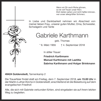 Anzeige von Gabriele Karthmann von OM-Medien