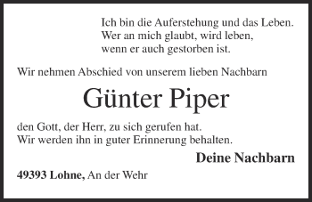 Anzeige von Günter Piper von OM-Medien