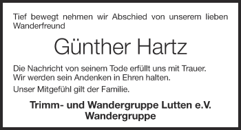 Anzeige von Günther Hartz von OM-Medien