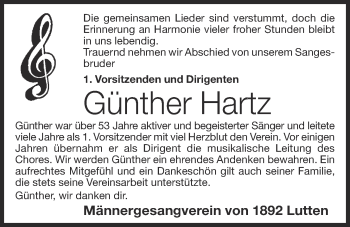 Anzeige von Günther Hartz von OM-Medien