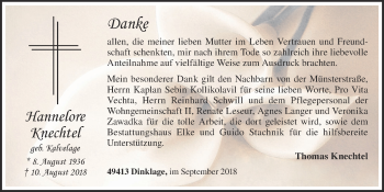 Anzeige von Hannelore Knechtel von OM-Medien