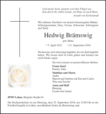 Anzeige von Hedwig Brämswig von OM-Medien