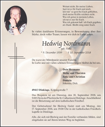 Anzeige von Hedwig Nordmann von OM-Medien