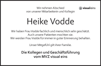 Anzeige von Heike Vodde von OM-Medien