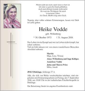 Anzeige von Heike Vodde von OM-Medien