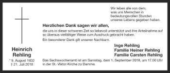 Anzeige von Heinrich Rehling von OM-Medien