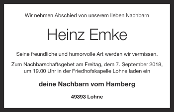 Anzeige von Heinz Emke von OM-Medien