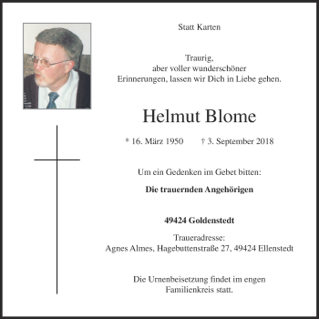 Anzeige von Helmut Blome von OM-Medien