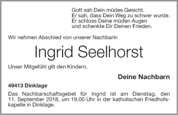Anzeige von Ingrid Seelhorst von OM-Medien