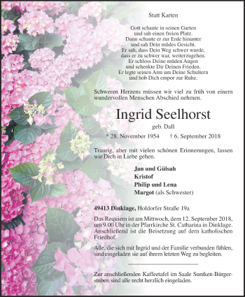 Anzeige von Ingrid Seelhorst von OM-Medien