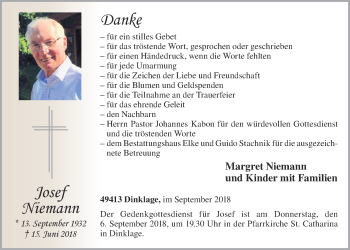 Anzeige von Josef Niemann von OM-Medien