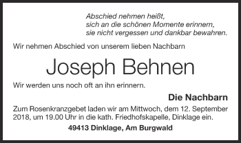 Anzeige von Joseph Behnen von OM-Medien