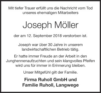 Anzeige von Joseph Möller von OM-Medien