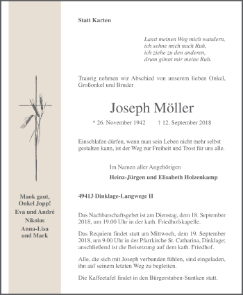 Anzeige von Joseph Möller von OM-Medien
