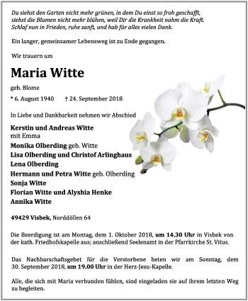 Anzeige von Maria Witte von OM-Medien
