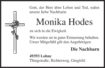 Anzeige von Monika Hodes von OM-Medien