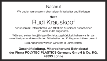 Anzeige von Rudi Krauskopf von OM-Medien