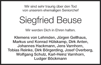 Anzeige von Siegfried Beuse von OM-Medien