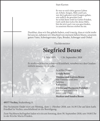 Anzeige von Siegfried Beuse von OM-Medien