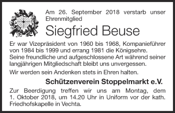 Anzeige von Siegfried Beuse von OM-Medien