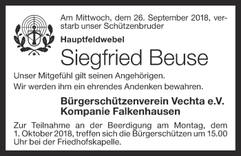 Anzeige von Siegfried Beuse von OM-Medien