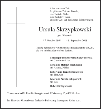 Anzeige von Ursula Skrzypkowski von OM-Medien
